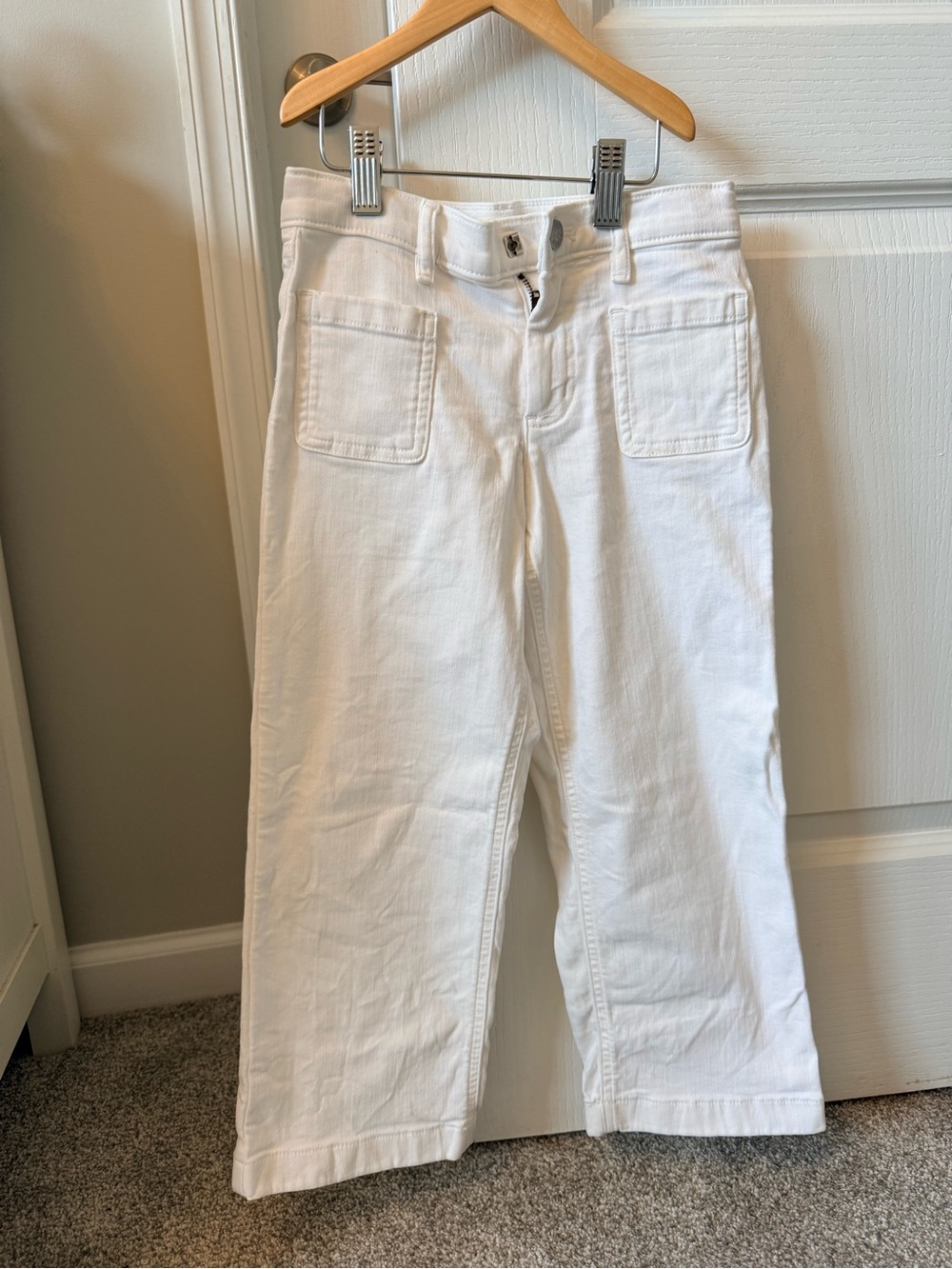 Crewcuts White Wide-Leg Jeans with Front Patch Pockets